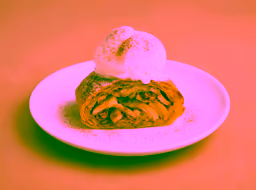 apple strudel with vanilla ice cream