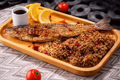 Trout with pomegranate sauce and Jonjoli