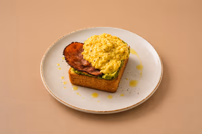 scrambled egg toast with pork ham