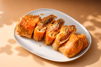 Semi-flaky pastry with beans