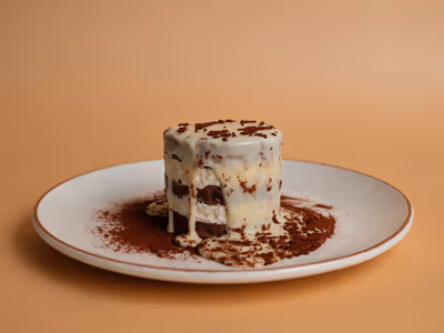 Tiramisu with white chocolate glaze